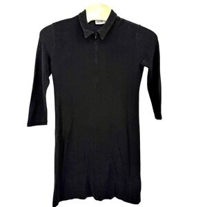 CHICOS DESIGN‎ Black 3/4 Sleeve Zip Front Collar Dress Size 3 (XL) Wrinkle Free